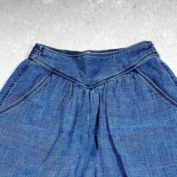 Aritzia Wilfred Gabrielle Skirt Size 2XS Blue Midi Linen Blend Denim Pockets - Picture 2 of 12